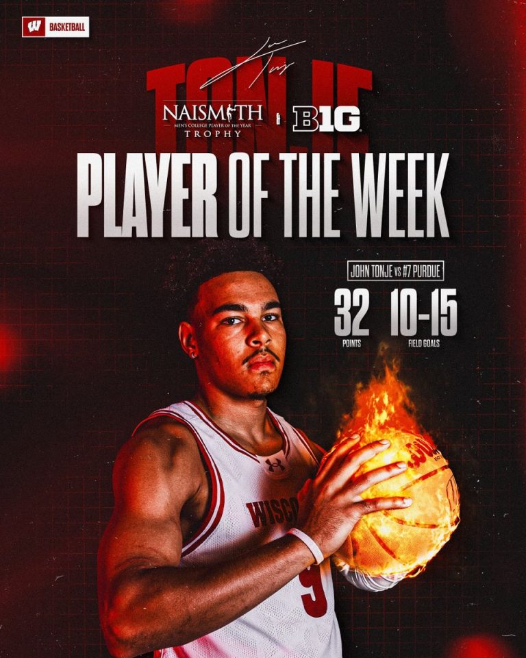 Wisconsin Basketball: John Tonje Named Big Ten & Naismith Player of the Week