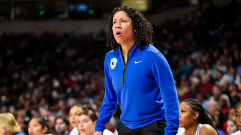 Kara Lawson debuts the Nike Kobe 9 EM “Duke Blue Devils” colorway